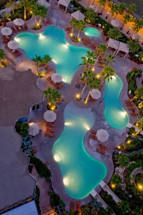 Hyatt SD Pool evening Hyatt SD Pool evening